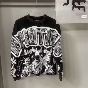 Bold Graphic Black Crewneck Sweater